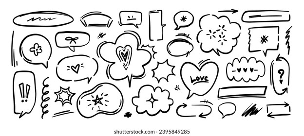 Hand drawn doodle vector set. Collection of cute hand drawn doodle.