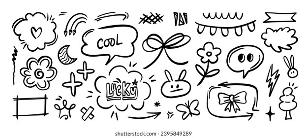 Hand drawn doodle vector set. Collection of cute hand drawn doodle.