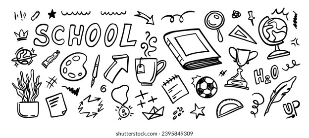 Hand drawn doodle vector set. Collection of cute hand drawn doodle.