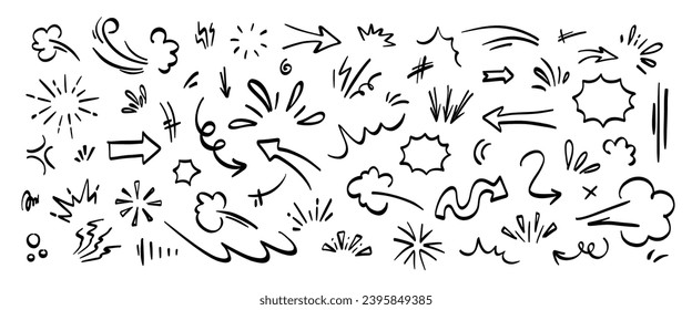 Hand drawn doodle vector set. Collection of cute hand drawn doodle.