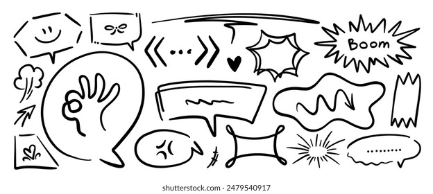 Hand drawn doodle vector set. Collection of cute hand drawn doodle.