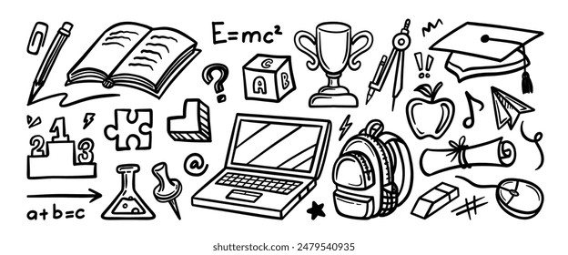 Hand drawn doodle vector set. Collection of cute hand drawn doodle.