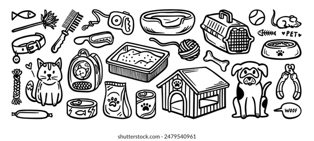 Hand drawn doodle vector set. Collection of cute hand drawn doodle.
