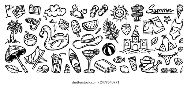 Hand drawn doodle vector set. Collection of cute hand drawn doodle.