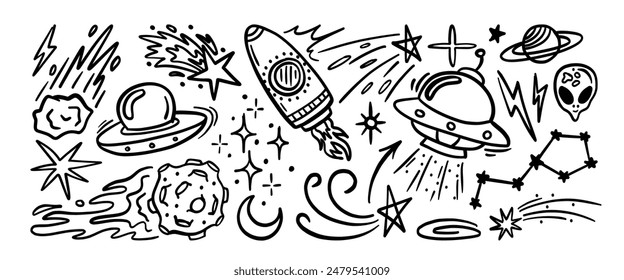 Hand drawn doodle vector set. Collection of cute hand drawn doodle.