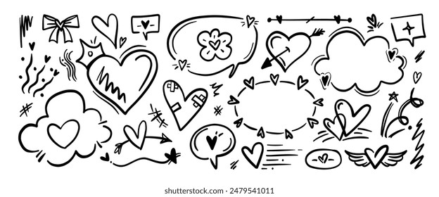 Hand drawn doodle vector set. Collection of cute hand drawn doodle.