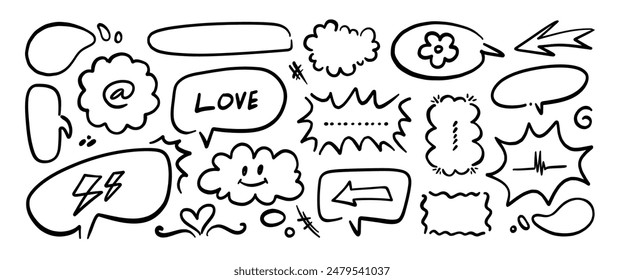 Hand drawn doodle vector set. Collection of cute hand drawn doodle.