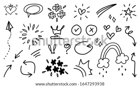Hand drawn doodle vector set.