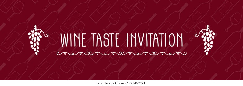 Hand Drawn Doodle Vector Sketch Illustration Of Wine Taste Invitation Poster, Banner. Design For Wine Event Flyer