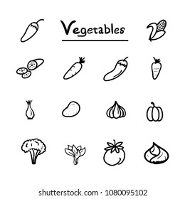 hand drawn doodle vegetables icon set
vector illustration