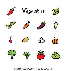 hand drawn doodle vegetables icon set
vector illustration