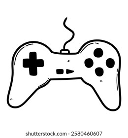 Hand drawn doodle video game joystick isolated on white background. Vector illustration.