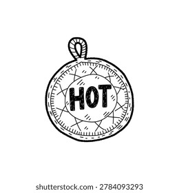 Hand drawn doodle of vintage crocheted circle yarn kitchen potholder