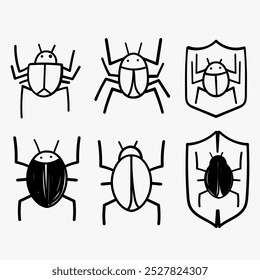 hand drawn doodle virus bug computer illustration