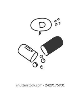 hand drawn doodle vitamin d tablet illustration vector