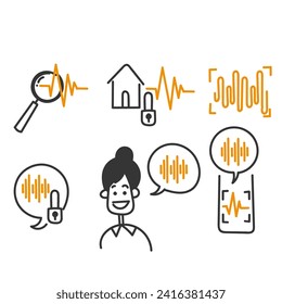 hand drawn doodle voice recognition related icon illustration