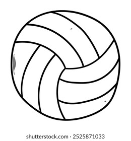 Handgezeichneter Doodle-Volleyball einzeln auf weißem Hintergrund. Vektorgrafik.