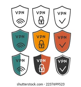 hand drawn doodle vpn shield illustration logo sign illustration vector