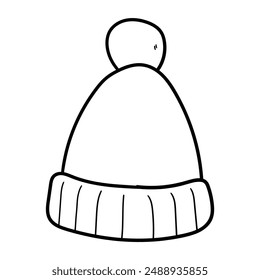 Hand drawn doodle warm hat isolated on white background. Vector illustration.