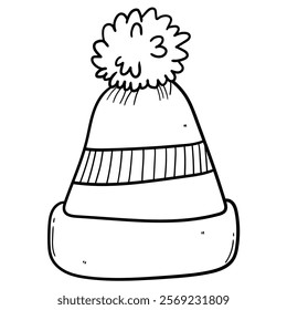 Hand drawn doodle warm hat isolated on a white background. Vector illustration.