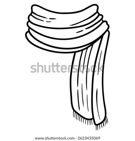 Hand drawn doodle warm scarf isolated on white background. Vector illustration.