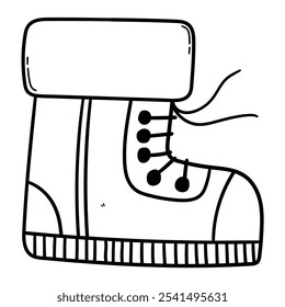 Hand drawn doodle warm winter boot isolated on white background. Vector illustration.