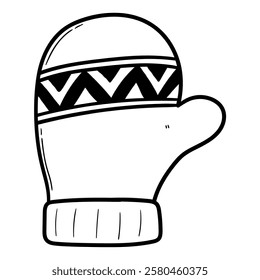Hand drawn doodle warm winter mitten isolated on white background. Vector illustration.