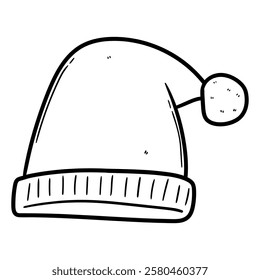 Hand drawn doodle warm winter hat isolated on white background. Vector illustration.