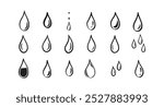 Hand drawn doodle water drop. Water drops icons. Vector illustration