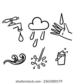 hand drawn doodle water related illustration vector