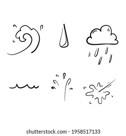 hand drawn doodle water splash illustration vector isolated