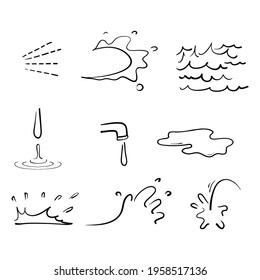 hand drawn doodle water splash illustration vector isolated