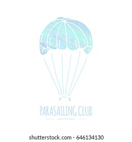 Hand drawn doodle Water sports related icon - para sailing. Vector illustration isolated symbols on white background Cartoon watercolor element for parasailing for web, site, design, template, banner