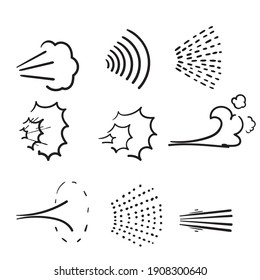 hand drawn doodle water spray icon illustration set