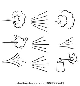 hand drawn doodle water spray icon illustration set