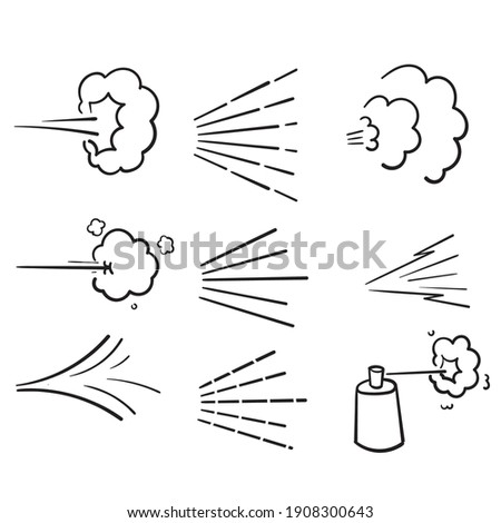 hand drawn doodle water spray icon illustration set