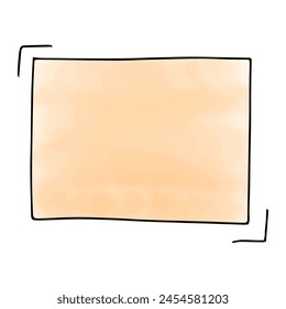 Hand drawn doodle watercolour frame with copy space, vector illustration.