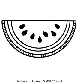 Hand drawn doodle watermelon slice isolated on white background. Vector illustration.