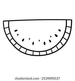 Hand drawn doodle watermelon slice isolated on white background. Vector illustration.