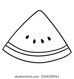 Hand drawn doodle watermelon slice isolated on white background. Vector illustration.