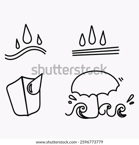 hand drawn doodle waterproof icon collection