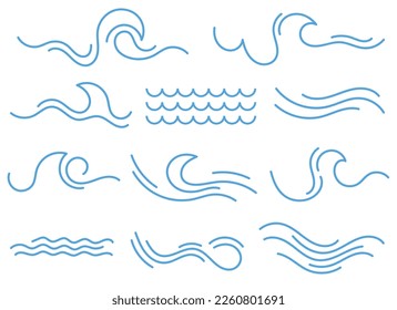 Hand drawn doodle waves vector illustration collection