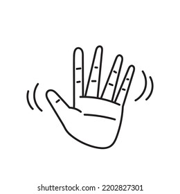 Hand Drawn Doodle Hand Waving Hello Illustration Vector