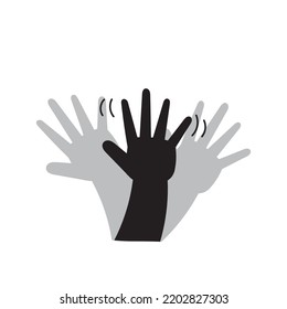 hand drawn doodle hand waving hello illustration vector