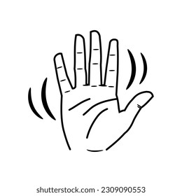 Hand drawn doodle hand waving illustration vector