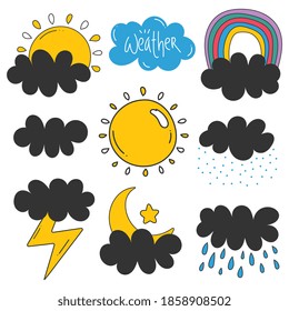 Hand drawn doodle weather set