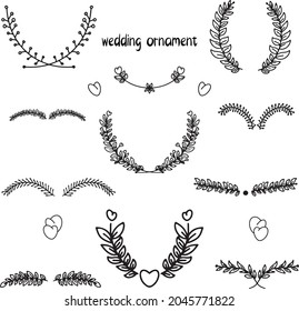 hand drawn doodle wedding ornament Illustration set