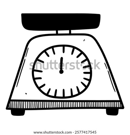 Hand drawn doodle weight kitchen scale isolated on white background. Vector illustration.