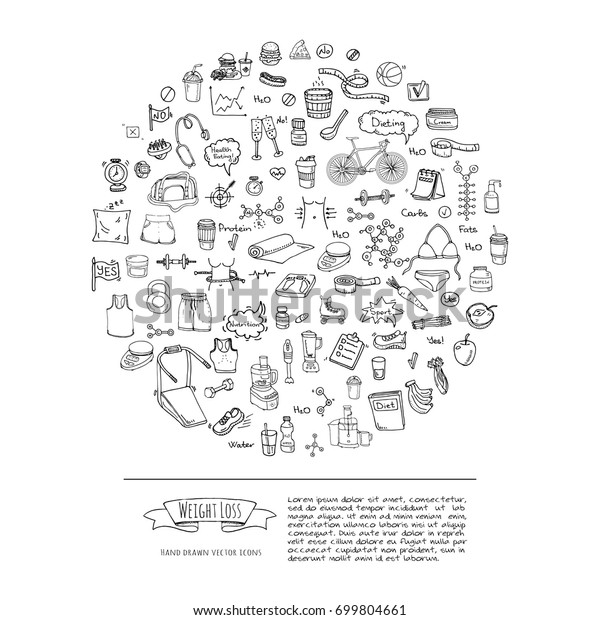 Hand Drawn Doodle Weight Loss Icons Stock Vector (Royalty Free) 699804661