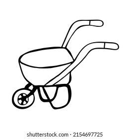 Icono de la carretilla dibujada a mano. Ilustración vectorial.